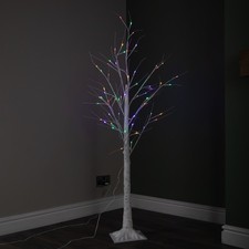 Factory Seconds: 1.5m Christmas Outdoor Birch Tree with 64 Multicoloured LEDs