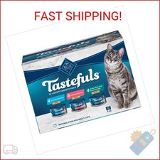 Blue Buffalo Tastefuls Natural Pate Wet Cat Food Variety Pack, Salmon, Chicken,