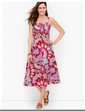 NWT Talbots Fantastic Paisley Print Fit and Flare Midi Dress Size 8 Petite