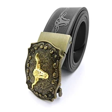 Western Belt Handmade Strap Men Full Grain Leather Automatic Cowboy Rodeo Belt