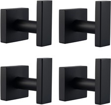 Towel Hooks Matte Black, Robe Hand Towel Holder, 4 Pack