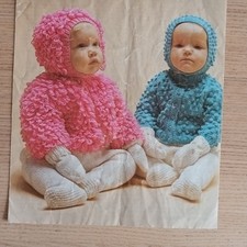 Baby Loopy jacket & hat Pattern, 18 to 20", Easy Knit, DK PHOTOCOPY