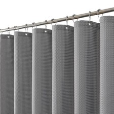 256GSM Heavy Duty Waffle Weave Shower Curtain, Gray 72"x72"