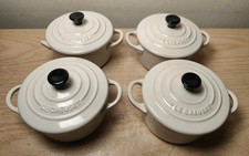 Set of 4 Le Crueset Mini Cocottes Pearl Ceramic Baking Dish 0.25l 8OZ 10cm