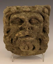 Rare 17th Century English Carved Stone Corbel Head