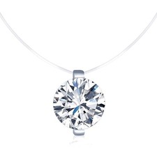 Schwebende Damen Halskette Silber 925 Zirkonia Nylonkette Choker 40cm