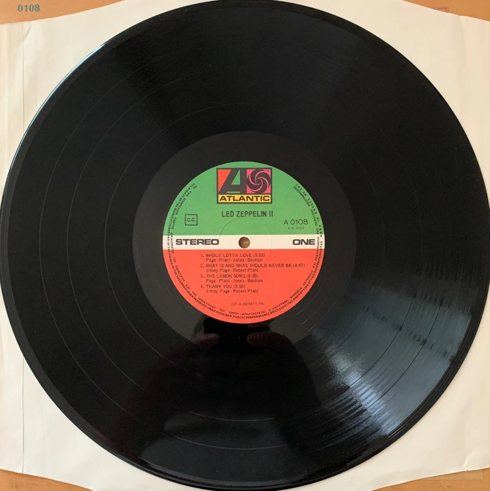 Led Zeppelin II Rare Yellow Matte Cover Original Press Atlantic A0108 Grèce 1969 - Photo 3/4