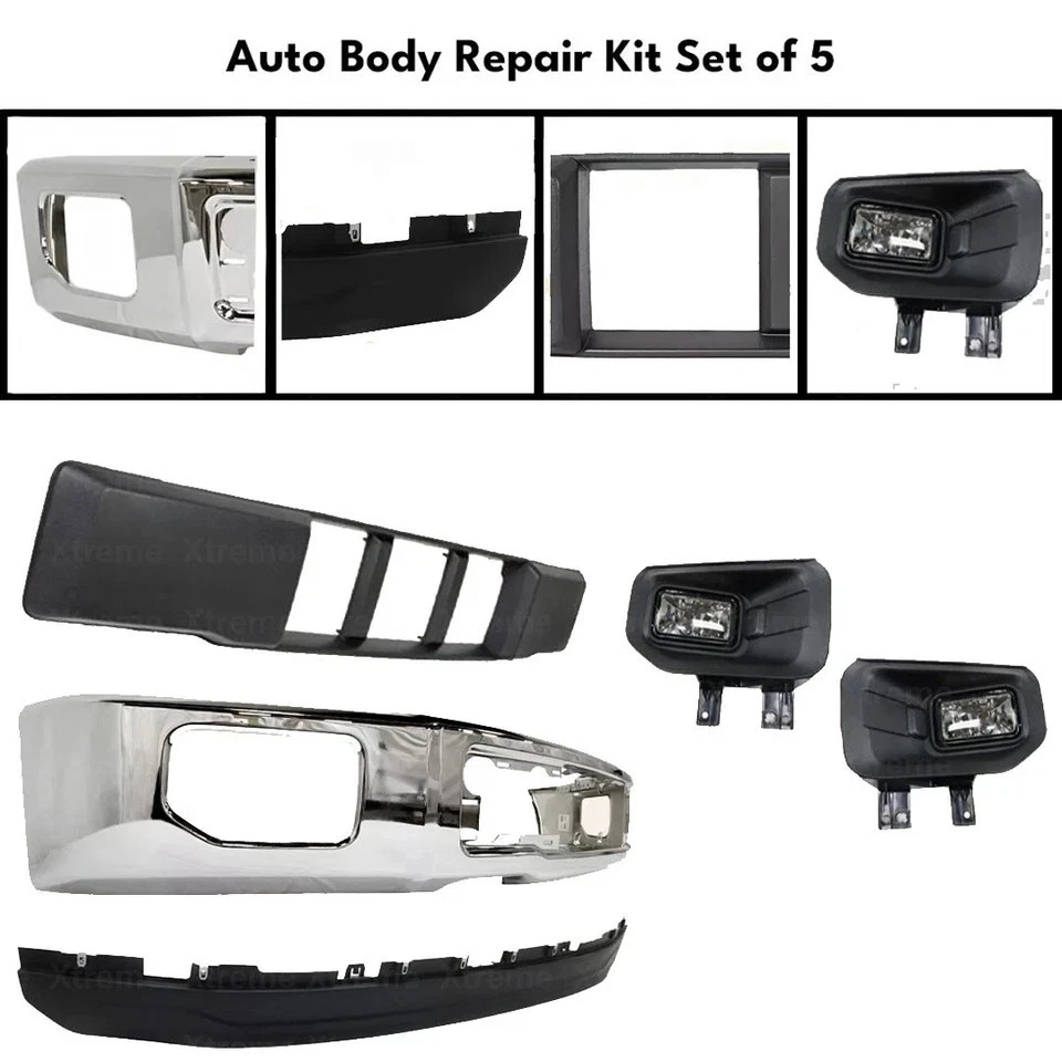 Kit de montaje de parachoques delantero cromado y luces antiniebla para camioneta Ford F-150 2015-2017 Foto 2 de 4