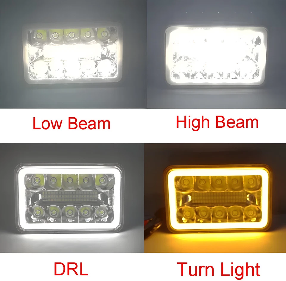 Faros LED 4x6 Hi Lo DRL Beam 2 piezas para Chevy S10 Blazer 1994 1995 1996 1997 Foto 3 de 4