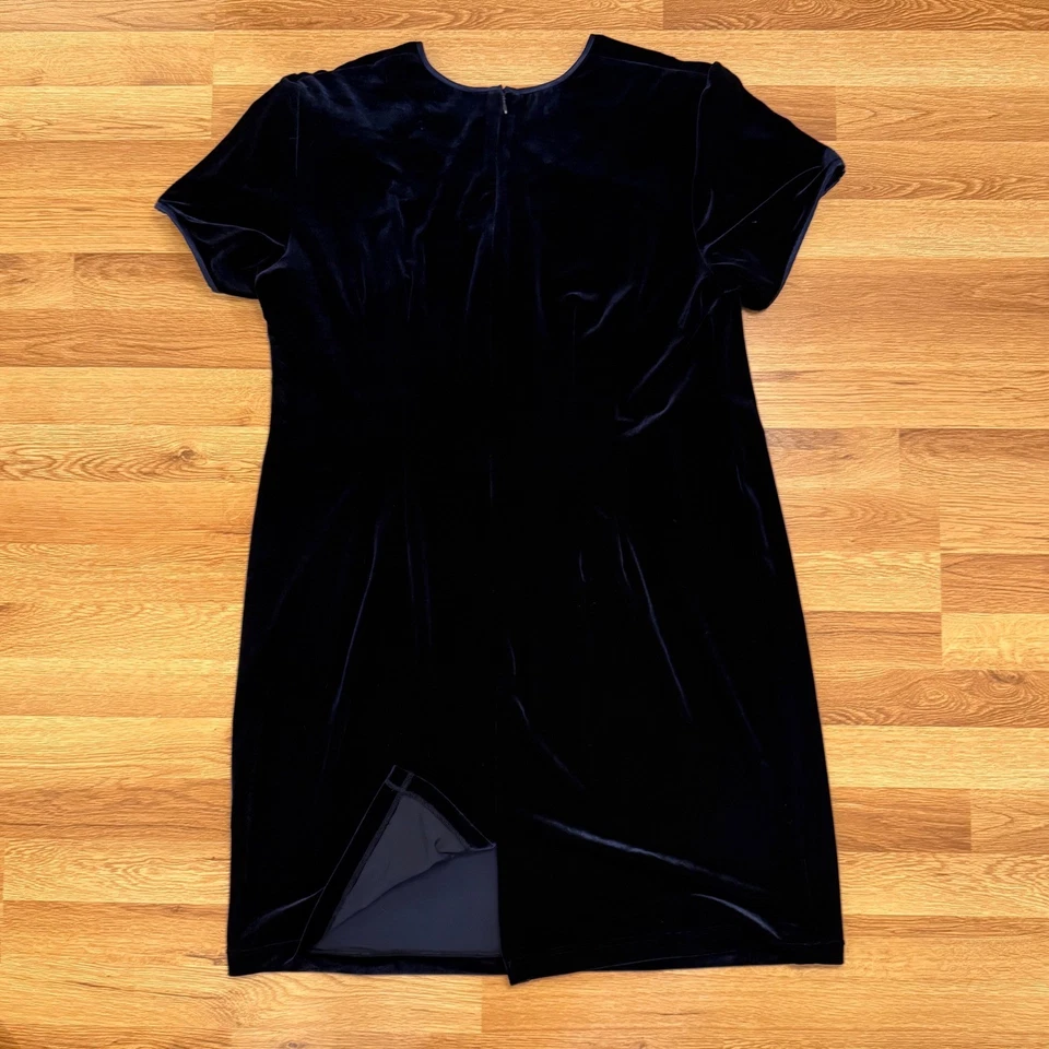 Vestido de noche vintage de terciopelo negro años 90 para mujer Petite Plus 18 John Roberts Foto 4 de 4