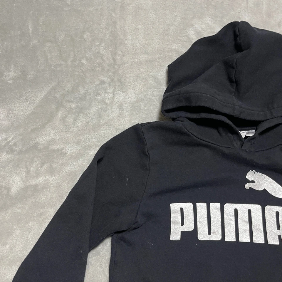 Puma Niños Sudadera con Capucha Negra con Logo Blanco Niñas Talla Pequeña 7/8 Foto 4 de 4