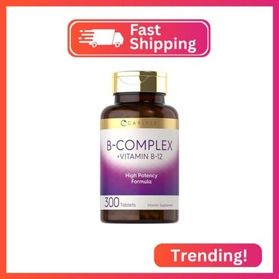 Carlyle B-Complex Vitamin with B12 | 300 Tablets | High Potency Formula | Vegeta