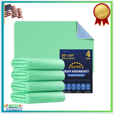 New 4 Pack Washable Underpads 36x54 Waterproof Incontinence Bed Pads Reusable