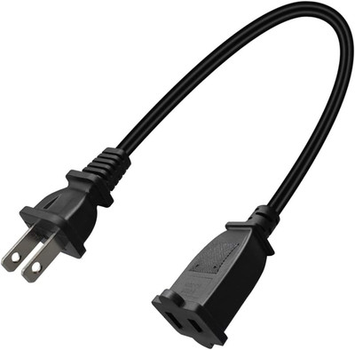 1Ft Toptekits Short US Power Extension Cable Cord US AC 2-Prong Male/Female Powe