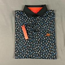 Redvanly Golf Shirt Polo Chest Logo Ashland Print Small Black NWT MSRP $110