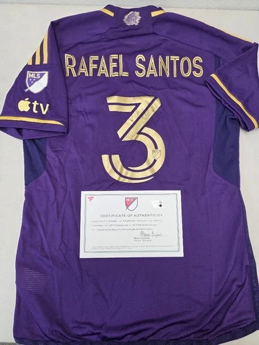 Orlando City SC RAFAEL SANTOS Signed Match Game Used 2023 Season Soccer Jersey