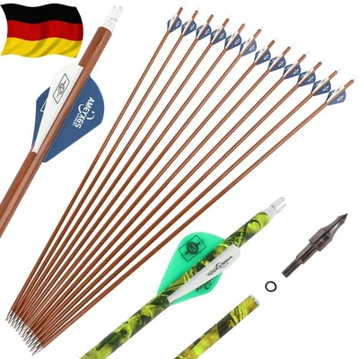 SHARROW 12X Carbonpfeile 30" Jagd Pfeile SP500 Camo Pfeilschäfte Recurve Compoundbogen