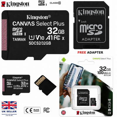 Kingston 32GB Micro SD SDXC SDHC Speicherkarte Class 10 UHS-I 100MBs mit Adapter