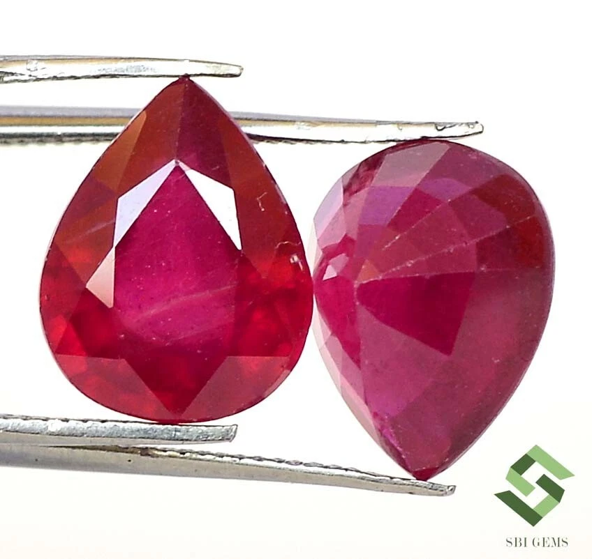 11x9 mm Natural Ruby Pear Pair 9.05 Cts Calibrated Loose Gemstones GF - Image 4 of 4