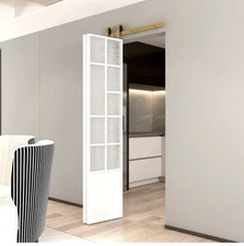 43-5/16" Bifold Sliding Barn Door Hardware for Two 20" Doors, Top Mount Roller