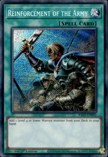 REINFORCEMENT OF THE ARMY RA01-EN051 SECRET RARE Yugioh - Picture 1 of 2