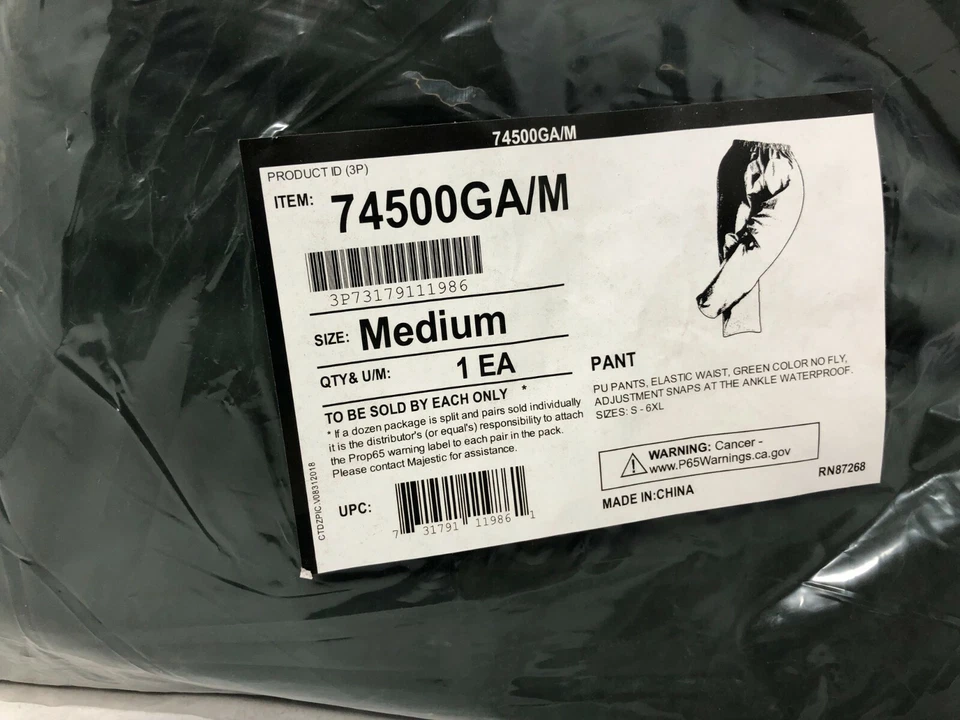 Majestic Glove M-Wear All-Season Polyurethane Waterproof Rain Pants - M 5pk - Image 3 of 4