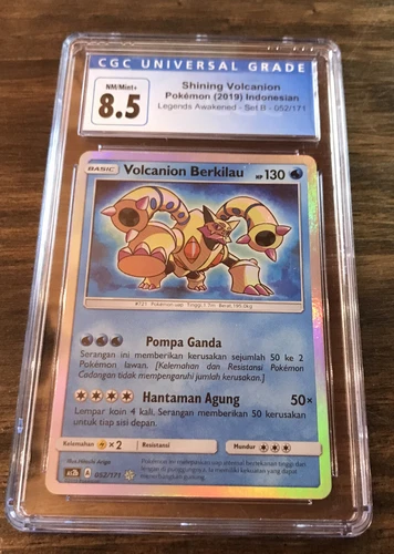 CGC 8.5 NM/MINT+ Pokémon Indonesian Shining Volcanion Berkilau Holo 052/171 2019