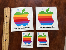 4 Vintage Original 1980s Apple Macintosh Computer Logo Rainbow Decal Stickers