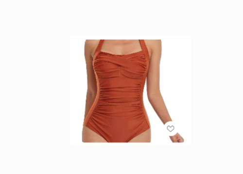 Smismivo Tummy Control Swimwear Halter One Piece Slimming Vtg Retro Swimsuit - Picture 2 of 4