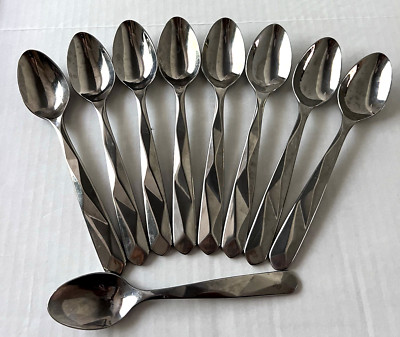 Cambridge Stainless China Flatware Set of 8 Tablespoon Spoons Geometric Handle