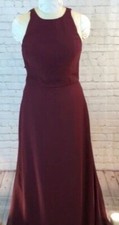 Bill Levkoff Formal Maxi Dress Burgundy Gown Keyhole Back Sleeveless Size 10