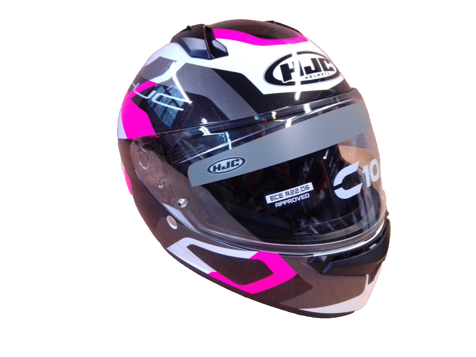 Casco integrale HJC C10 TINS bianco nero fucsia MC8 TG L (58-59) 10100809 22.06