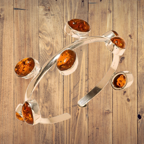 Amber Silver Plated Bracelets 8 Gemstones Fashion Jewelry - Picture 11 of 13