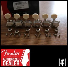 Fender 'F' 70's Style Tuners - Nickel w/ Beige Cream Buttons 001-3189-049 (6)