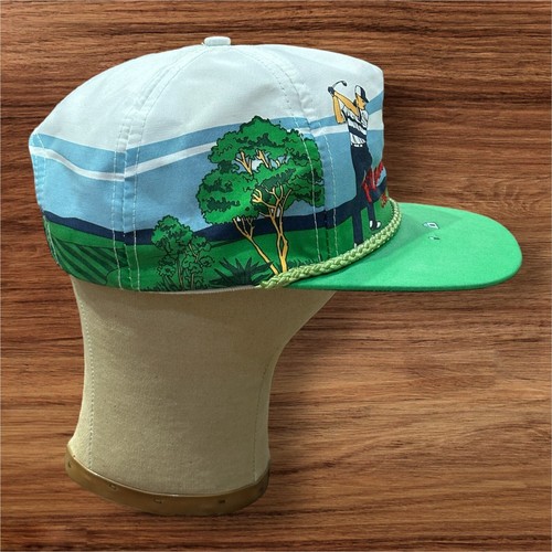 RARE Vintage AOP Coeur D’alene World’s Only Floating Green SnapBack Golf Hat - Picture 8 of 12