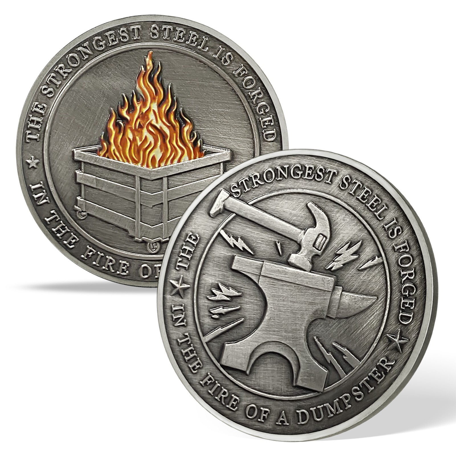 Inspirational Dumpster Fire Challenge Coin Appreciation Gifts For Staffs Friends