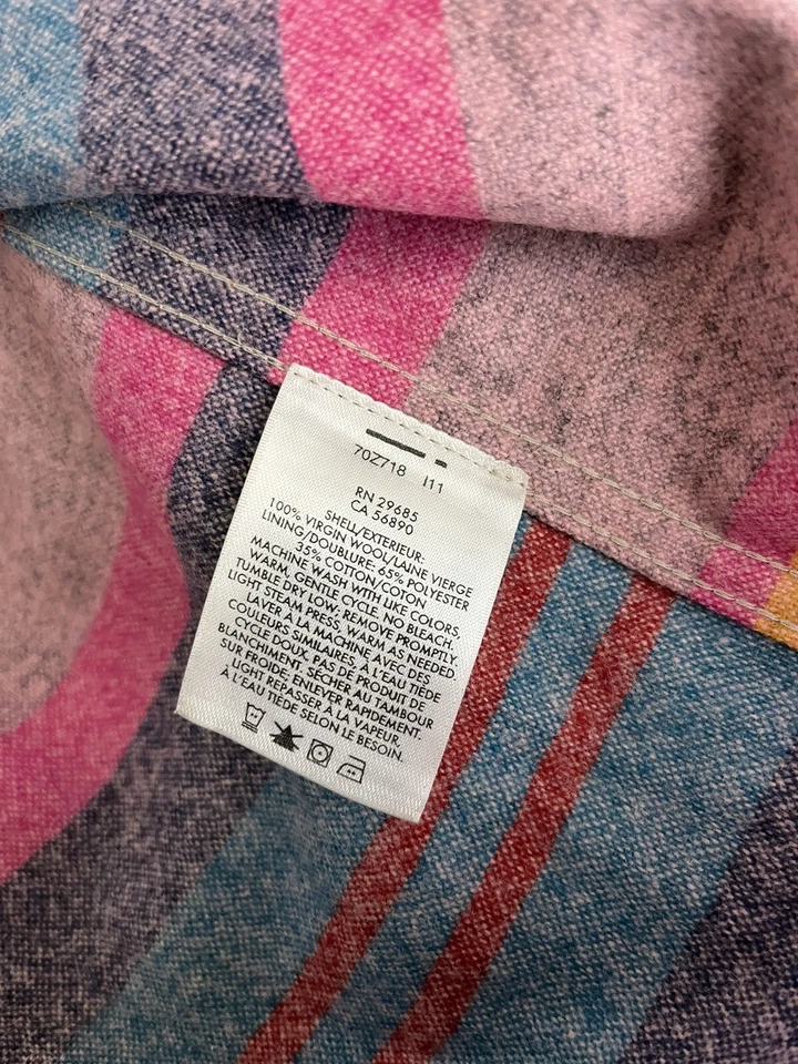 Pendleton X-Large Camisa de Tabla Lana Virgen Rosa Rayas Surf Lazo de Verano Sin Fin Foto 3 de 4