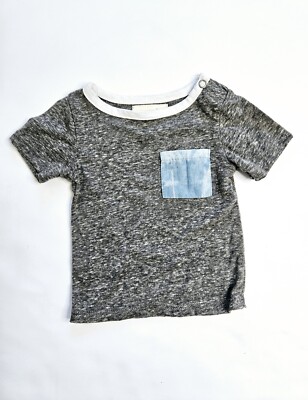 Miki Miette Fade Short Sleeve Pocket Tee Gray Blue Baby 3 months NEW