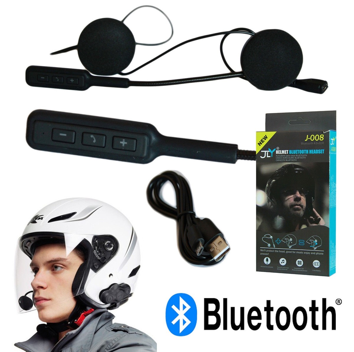 HEADSET MICROFONO AURICOLARE BLUETOOTH IMPERMEABILE PER CASCO MOTO - Main Image