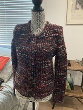 IRO Trio Snap front Boucle Jacket Red White Blue Size 40 US 12 Wool Blend NWOT