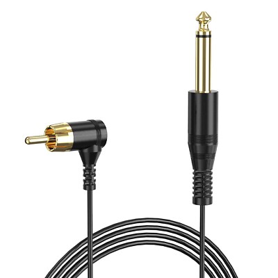 Tattoo Clip Cable Ancable 6-Feet Gold-plated 90 Degree RCA to 6.35mm Connector