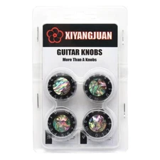 4xGuitar Knobs Push-in Volume Amplifier Audio Control Knobs Black Abalone Circle