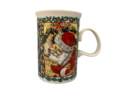 Dunoon stoneware Merry Christmas Santa victorian prints coffee tea cup 8 oz