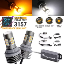 3157 x 2pcs Switchback Error-Free 30-LED White/Amber Turn Signal Light Bulbs