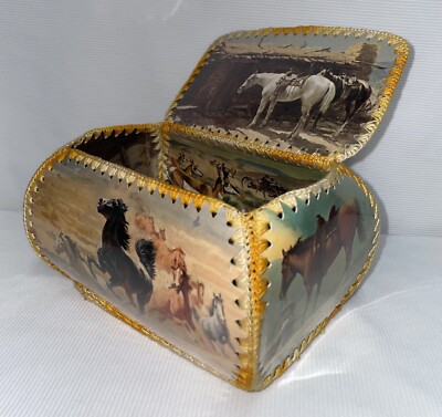 Kitch Hand Crafted4 Greeting Card Basket Storage Unit Old West Theme