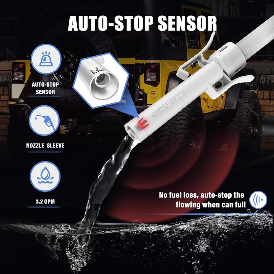 Fuel Transfer Pump w/ AutoStop Sensor 51“ Hose Transfer Pump with Tank