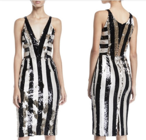 Dress The Population Margot Striped Sequin Dress … - image 1