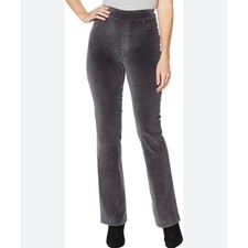 DG2 Diane Gilman Dark Gray Stretch Velvet Pull On Pants Size S NWT