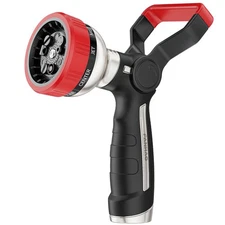 Fireman Style Garden Hose Nozzle, Heavy Duty Metal Fire Water Nozzle with 9 S...