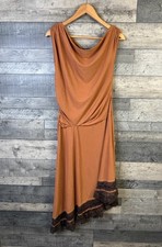 Free People Kairo Midi Dress Size Large Brown Asymmetrical Lace Boho